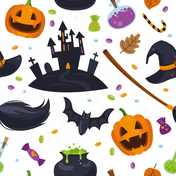 Vector seamless pattern for Halloween in cartoon style — Stock Vector