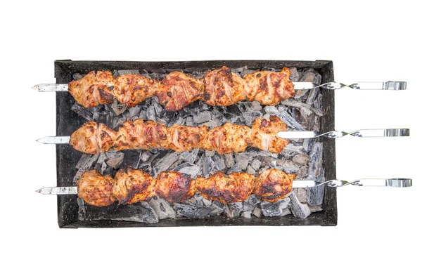 Viande sur brochettes vue du dessus — Photo