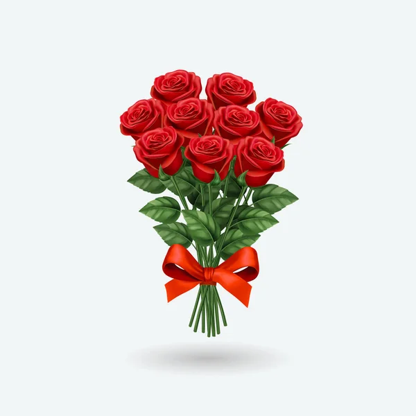 Ramo realista de rosas rojas. Ilustración vectorial EPS 10 — Archivo Imágenes Vectoriales