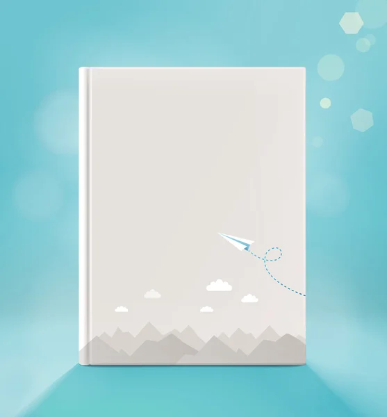 Blank vertical book cover, on a light blue backgraund. Vector illustration — Stock Vector