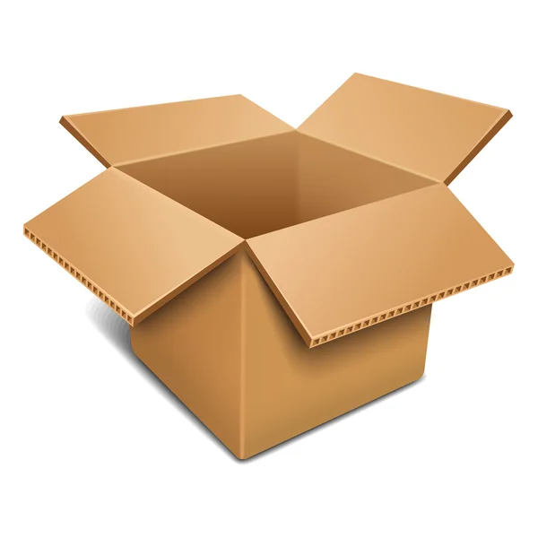 Caja de cartón abierta vacía — Vector de stock