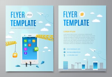 Design layout flyer. Construction smartphone, software and mobile application development.