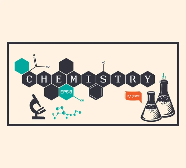 Chemie-Hintergrund, Chemie-Inschrift. Vektorillustration — Stockvektor