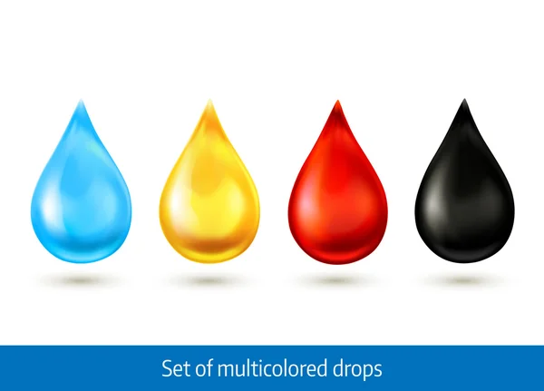 Set of multicolored drops — Stock Vector