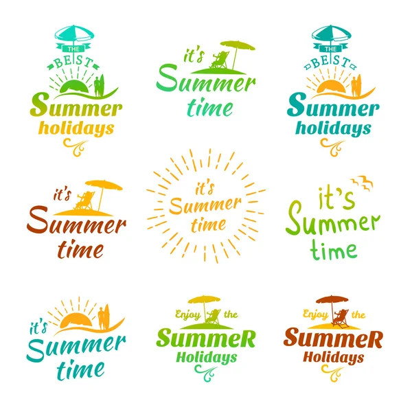 Las vacaciones de verano diseñan elementos caligráficos. Conjunto de vectores — Vector de stock