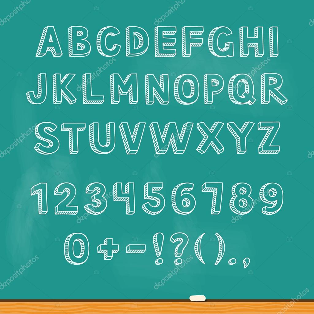 Chalk Color Hand Drawing Alphabet on a Blackboard Stock Vector -  Illustration of school, letter: 57542621