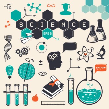 Science icons set clipart
