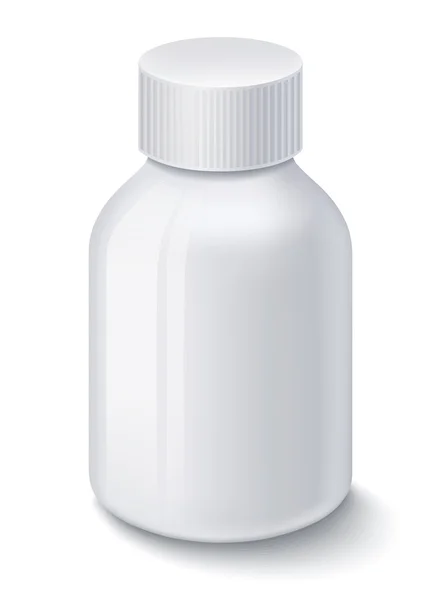 Botella de plástico medicinal para pastillas aisladas sobre fondo blanco — Vector de stock