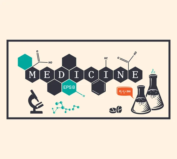 Medicine background, medicine inscription. Vector illustration — Stock vektor