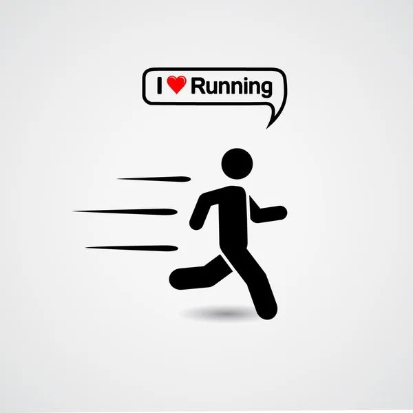 Running icon with text - I love running — Stock Vector