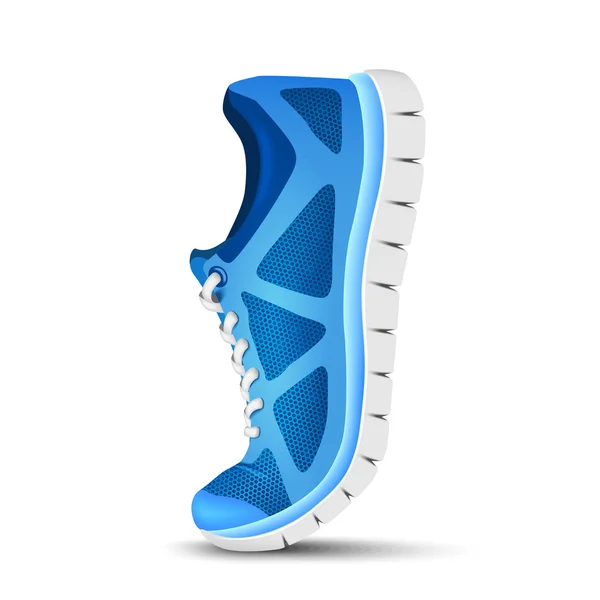 Blå böjd sport skor för löpning — Stock vektor