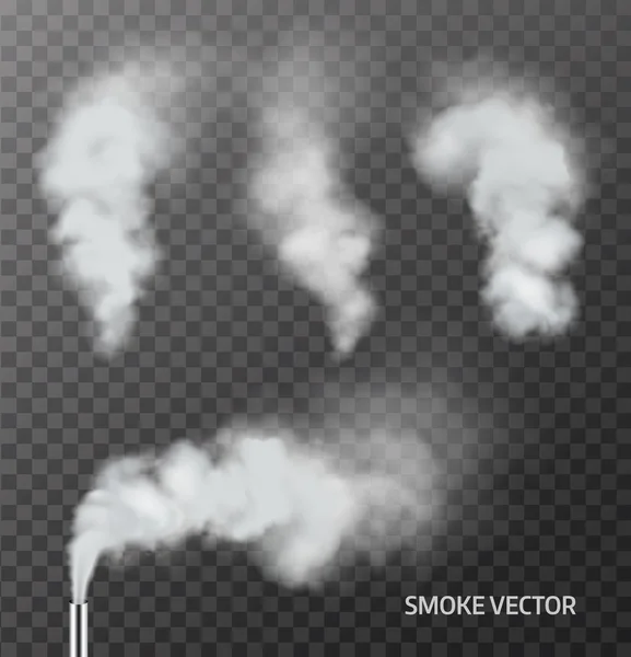 Fumaça realista, vapor em fundo transparente. Vetor —  Vetores de Stock