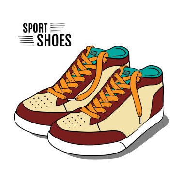Cartoon sport shoes. Vector illustration clipart
