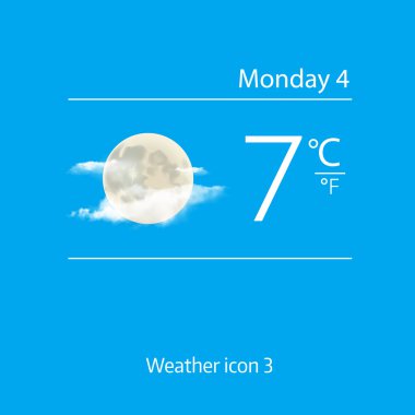Gerçekçi weather simge - bulutlar ile ay. Vektör çizim
