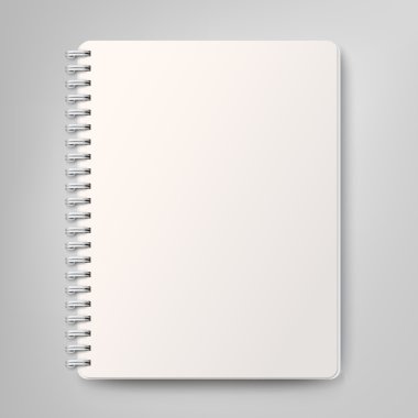 Boş gerçekçi spiral defter, beyaz arka plan üzerinde izole