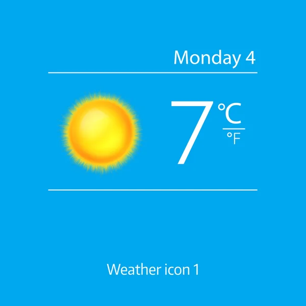 Realistisches Wettersymbol - strahlende Sonne. Vektorillustration — Stockvektor