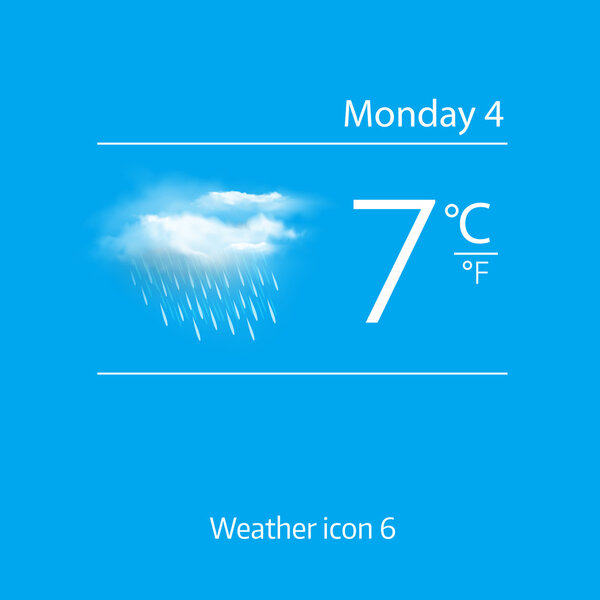 Realistic weather icon - cloud with downpour.  Vector illustration