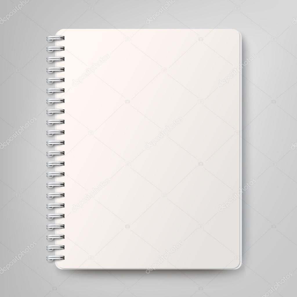 Blank realistic spiral notebook, isolated on white background
