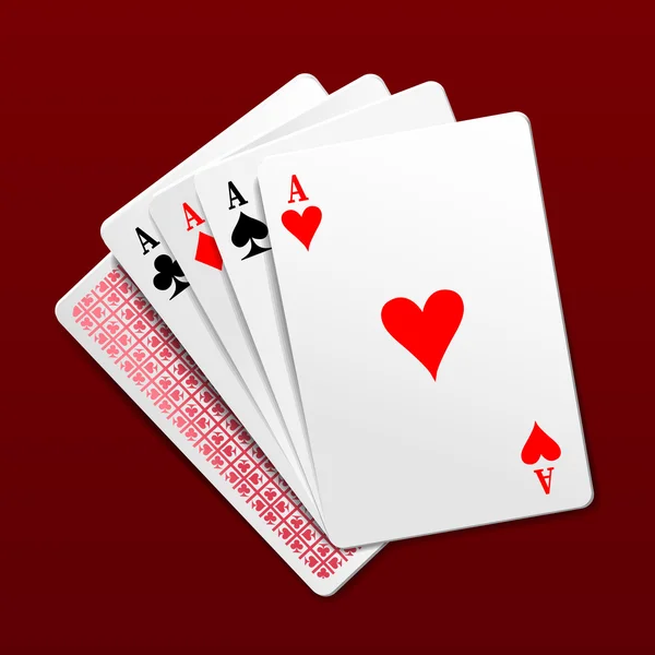 Four aces playing cards. Photorealistic vector illustration — Stock Vector