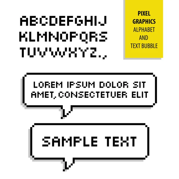 Pixel text bubbla och Pixel alfabetet — Stock vektor