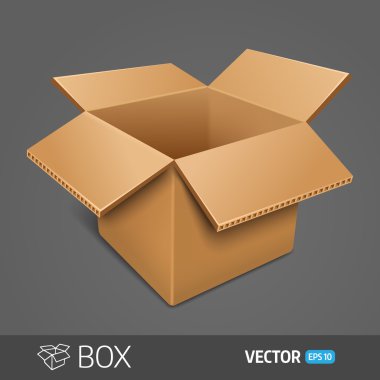 Karton kutu açılıyor. Vektör çizim