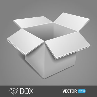 Gri karton kutu. Vektör çizim Eps 10