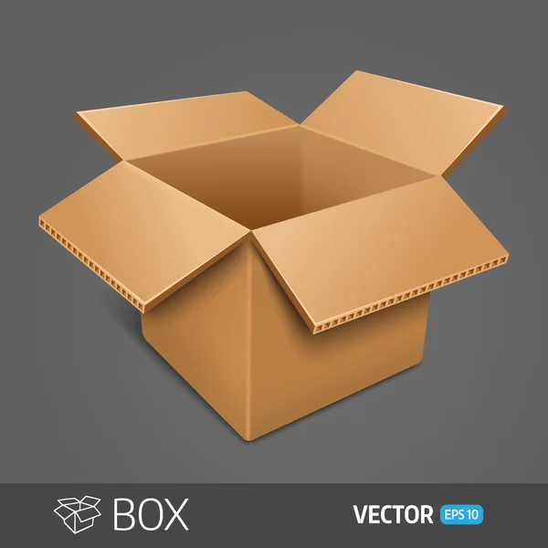 Opening cardboard box. Vector illustration — Stock Vector
