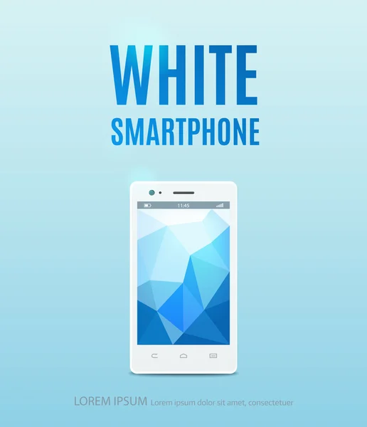 Smartphone blanc, poster design. Illustration vectorielle — Image vectorielle