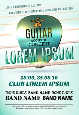 Vektör şablon bir gitar akustik konser ya da bir rock Festivali için modern poster /