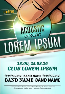 Vektör şablon bir akustik konser ya da bir rock Festivali için modern poster /