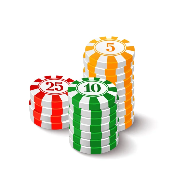 Vector illustration of casino chips on white background — Stock Vector