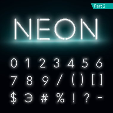 Neon alphabet. Glowing font. Vector format part 2 clipart