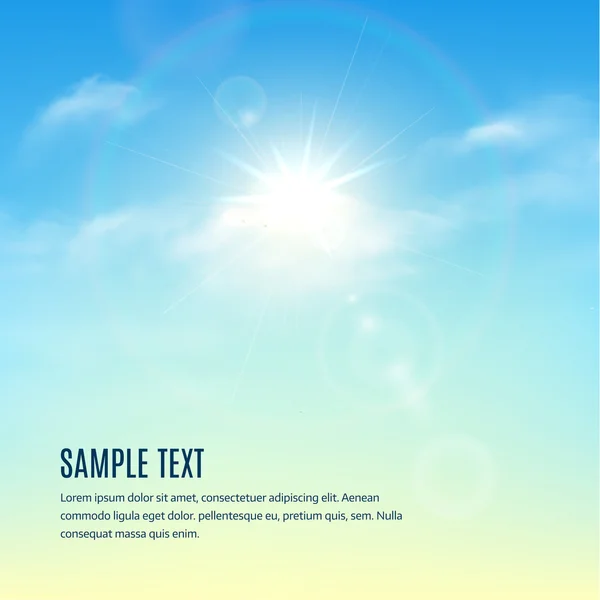 雲と太陽光線と青い空。ベクトルの背景 — ストックベクタ