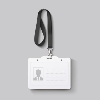 id badge with lanyard. Vector illustration clipart