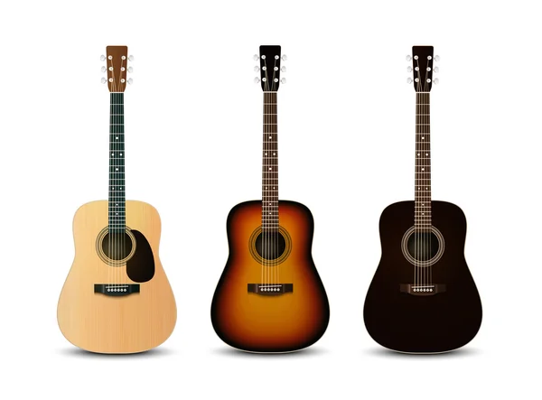 Guitarra acústica realista. Conjunto de vetores —  Vetores de Stock