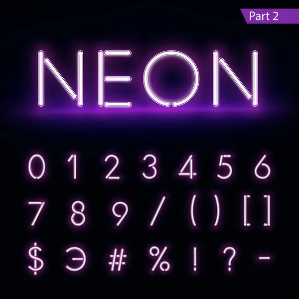 Gerçekçi neon alfabe. Parlak yazı tipi. Vektör biçimi Bölüm 2