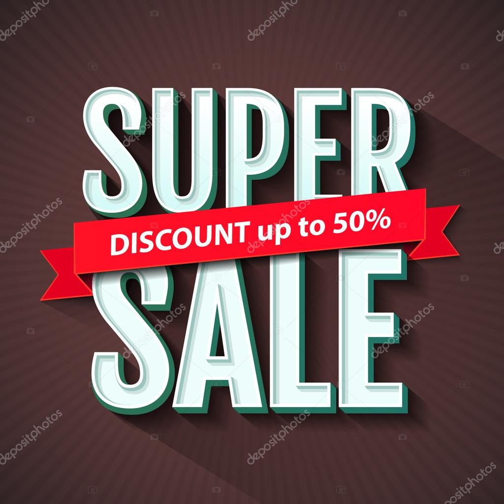 Super Sale inscription, banner design template. Super Sale, discount. Vector illustration