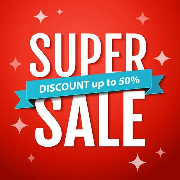 Super Sale Banner Design-Vorlage. Super Sale Inschrift. Vektorillustration — Stockvektor