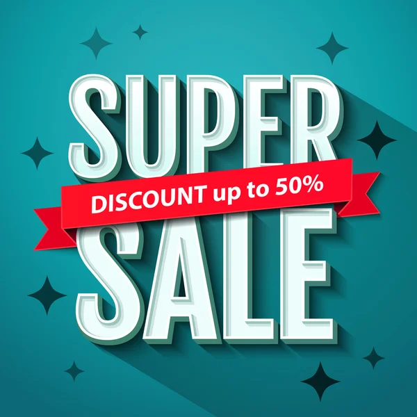 Super Sale Banner Design-Vorlage. Super Sale Inschrift. Vektorillustration — Stockvektor