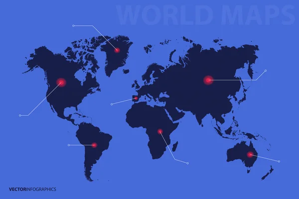 Mappa del mondo, punto, direzione. Vettore infografico — Vettoriale Stock