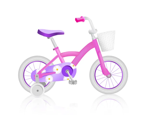 Bicicleta de bebê rosa realista —  Vetores de Stock