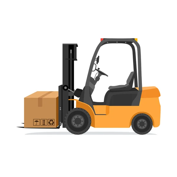 Forklift truck with box. Modern vector illustration — Stock Vector