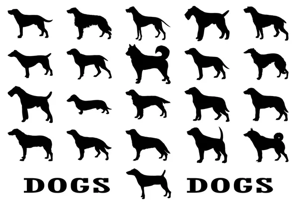 Kutyák sziluettek készlet Jogdíjmentes Stock Illusztrációk