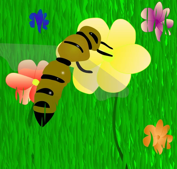 Biene auf der Blume. Vektor Folge 10. — Stockvektor