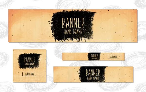 Web Banners for websites 4 different sizes in retro style hand drawn . Vector — Stock Vector
