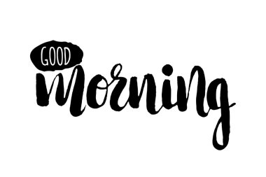 Şablon yazı miyi günaydın beyaz arka plan üzerinde izole tırnak. Vektör