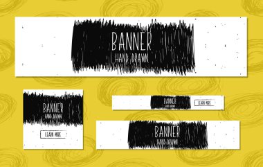 Set of Web Banners Templates hand drawn modern style for the design of web sites and online shops. Vector clipart