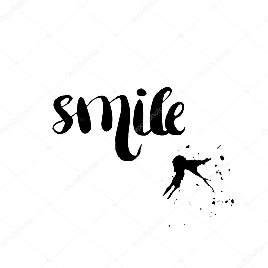Stencil lettering quotes smile isolated on a white background. Vector
