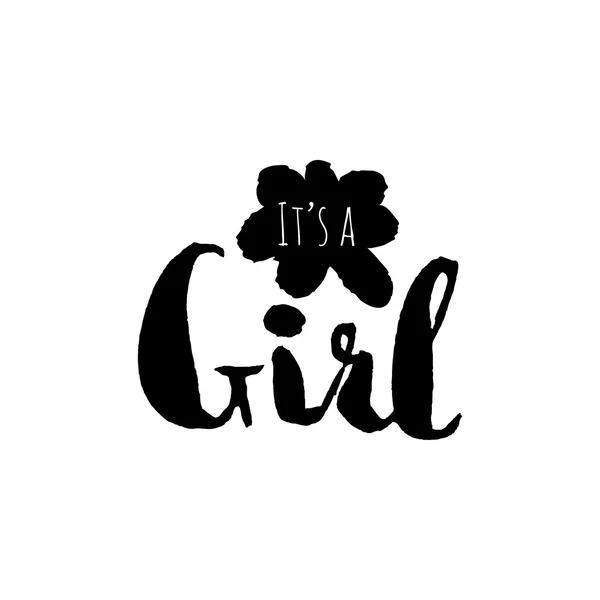 Stencil lettering quotes its a girl isolated on a white background. Vector — Stock Vector