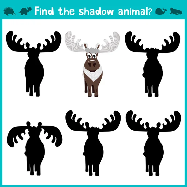 Educational children cartoon game for children of preschool age. Find the right shade of reindeer. Vector — Stock Vector